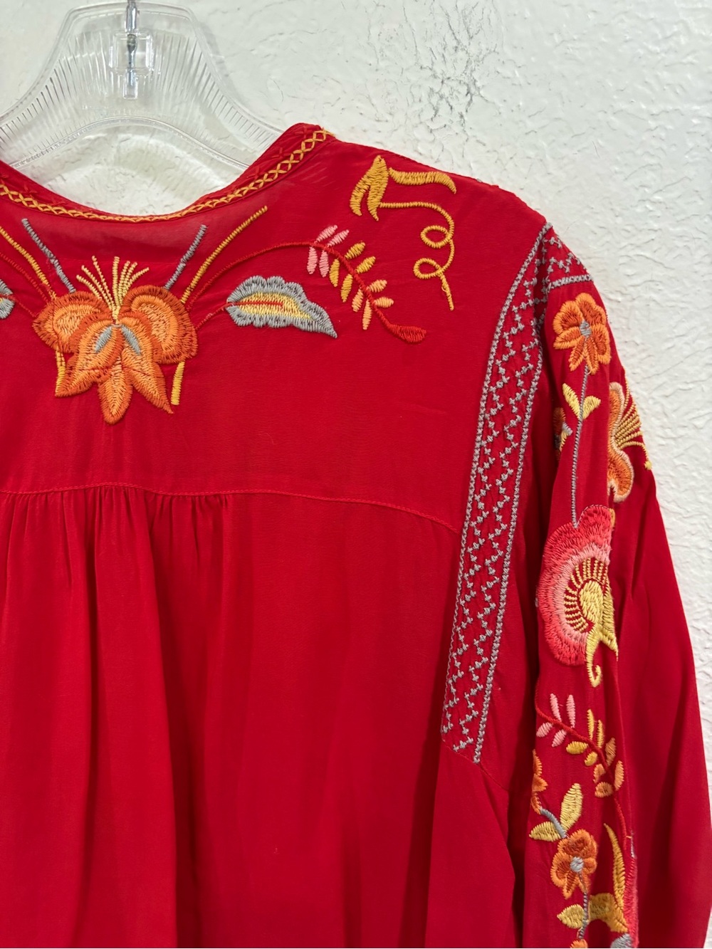 Johnny Was Red Embroidered Tunic Dress - Picture 11 of 13